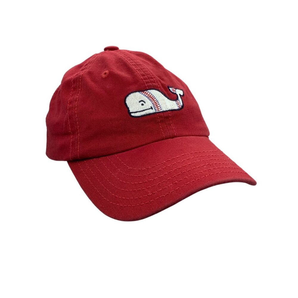 Vineyard Vines Baseball Whale Red Logo Adjustable Kid Baseball Cap 100% Cotton